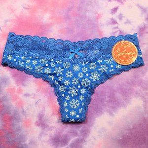 NWT Splendies Snow Day Lace Trim Thong Limited Edition: M
